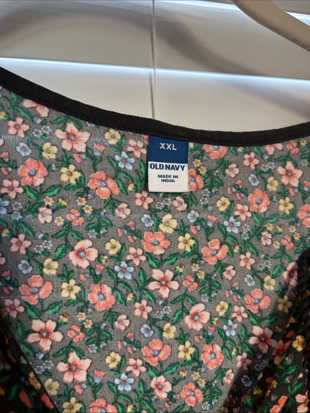 XXL Old Navy Black Floral 3/4-Sleeve Maxi Dress - Picture 5 of 7